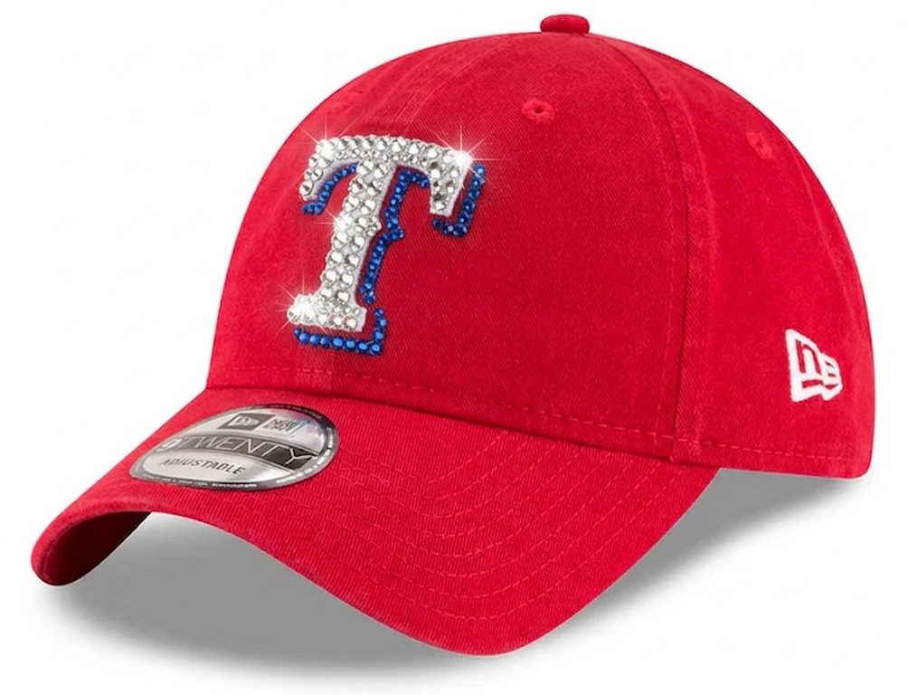 Texas Rangers Swarovski Crystal Bling Womens Red New Era Adjustable Hat