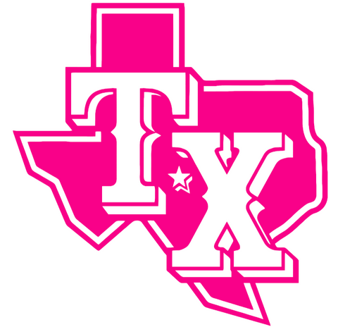 Texas Rangers Hot Pink Alternate TX State Logo Premium DieCut Vinyl Decal PICK SIZE