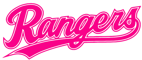 Texas Rangers Hot Pink Team Name Logo Premium DieCut Vinyl Decal PICK SIZE