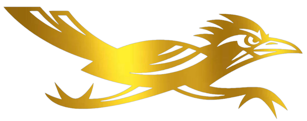 Texas San Antonio Roadrunners GOLD CHROME MIRROR Alternate Logo Premium DieCut Vinyl Decal PICK SIZE