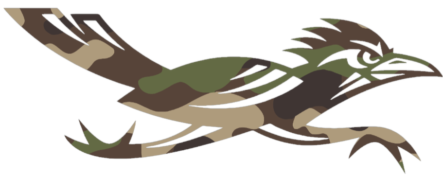 Texas San Antonio Roadrunners Woodland Camo Camouflage Alternate Logo Premium DieCut Vinyl Decal PICK SIZE