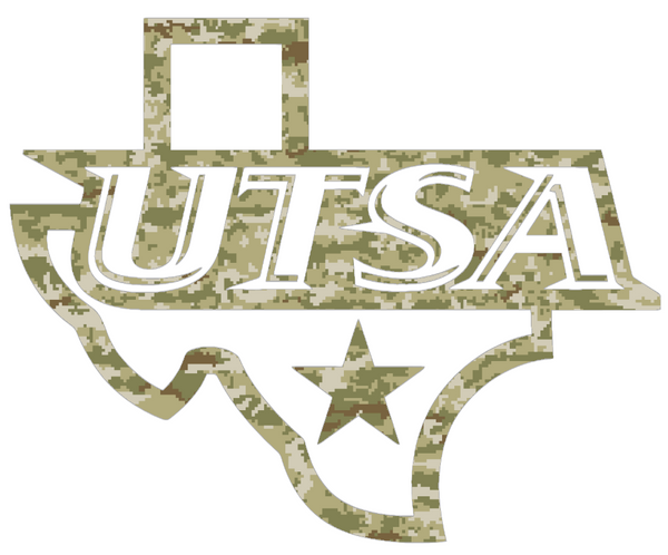 Texas San Antonio Roadrunners State Logo Salute to Service Camouflage Camo Vinyl Decal PICK SIZE