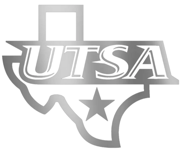 Texas San Antonio Roadrunners SILVER CHROME MIRROR State Logo Premium DieCut Vinyl Decal PICK SIZE
