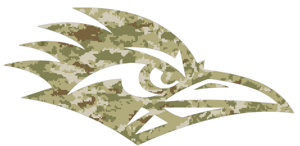 Texas San Antonio Roadrunners Team Logo Salute to Service Camouflage Camo Vinyl Decal PICK SIZE