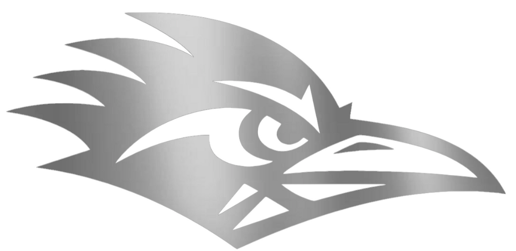 Texas San Antonio Roadrunners SILVER CHROME MIRROR Team Logo Premium DieCut Vinyl Decal PICK SIZE