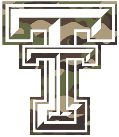Texas Tech Red Raiders Woodland Camo Camouflage Team Logo Premium DieCut Vinyl Decal PICK SIZE