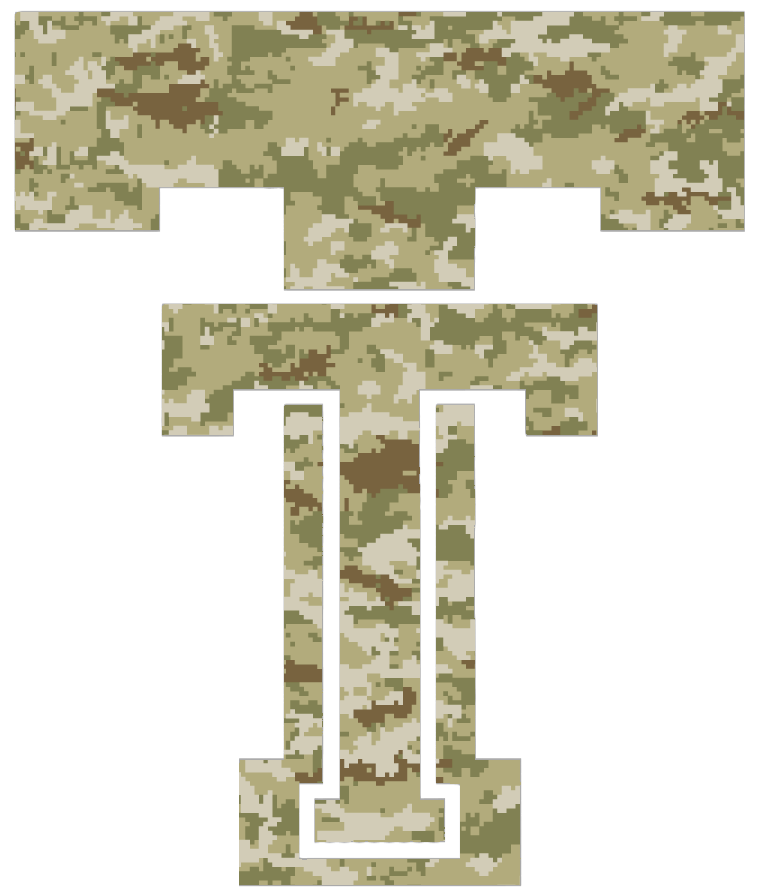 Texas Tech Red Raiders Retro Throwback Logo Salute to Service Camouflage Camo Vinyl Decal PICK SIZE