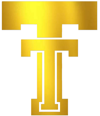 Texas Tech Red Raiders GOLD CHROME MIRROR Retro Throwback Logo Premium DieCut Vinyl Decal PICK SIZE