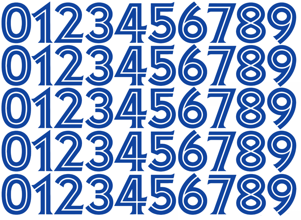 Toronto Blue Jays Baseball Helmet Jersey Style Vinyl Number Decal Sheet Set of 50 #0-9 - Pick Color & Size