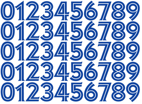 Toronto Blue Jays Baseball Helmet Jersey Style Vinyl Number Decal Sheet Set of 50 #0-9 - Pick Color & Size