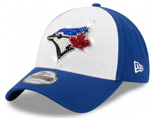 Toronto Blue Jays Swarovski Crystal Bling Womens White New Era Adjustable Hat
