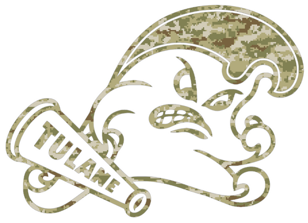 Tulane Green Wave Team Logo Salute to Service Camouflage Camo Vinyl Decal PICK SIZE