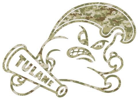 Tulane Green Wave Team Logo Salute to Service Camouflage Camo Vinyl Decal PICK SIZE