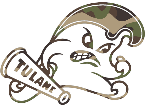 Tulane Green Wave Woodland Camo Camouflage Team Logo Premium DieCut Vinyl Decal PICK SIZE
