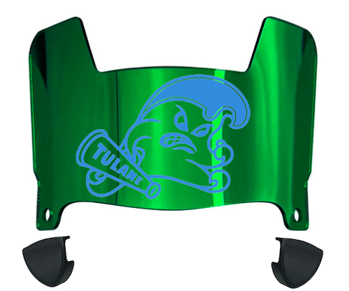 Tulane Green Wave Mini Football Helmet Visor Shield w/ Clips - PICK VISOR & LOGO COLOR