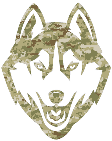UConn Huskies Team Logo Salute to Service Camouflage Camo Vinyl Decal PICK SIZE