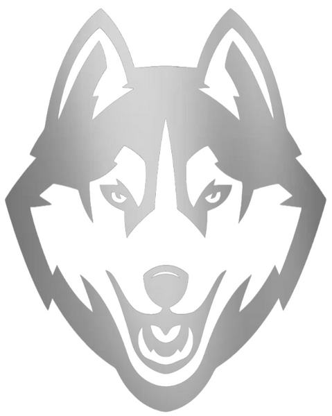 UConn Huskies SILVER CHROME MIRROR Team Logo Premium DieCut Vinyl Decal PICK SIZE