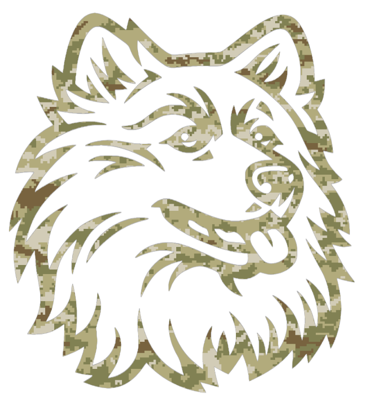 UConn Huskies Retro Throwback Logo Salute to Service Camouflage Camo Vinyl Decal PICK SIZE