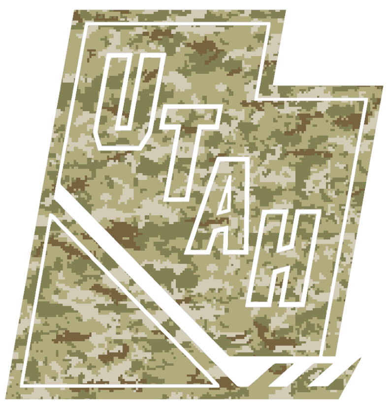 Utah Mammoth Alternate State Logo Salute to Service Camouflage Camo Vinyl Decal PICK SIZE