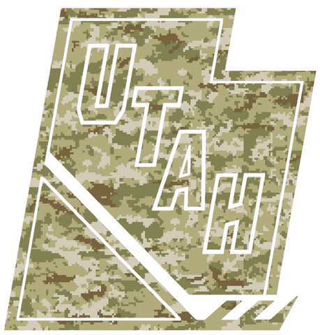 Utah Mammoth Alternate State Logo Salute to Service Camouflage Camo Vinyl Decal PICK SIZE