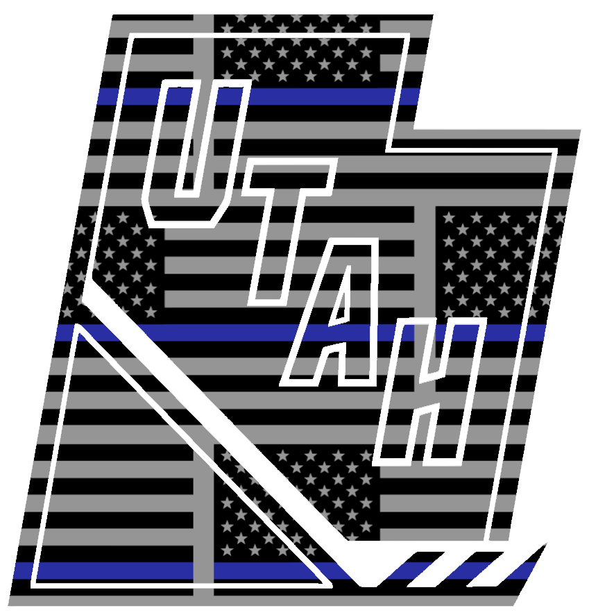 Utah Mammoth Alternate State Logo Thin Blue Line American Flag Premium DieCut Vinyl Decal PICK SIZE