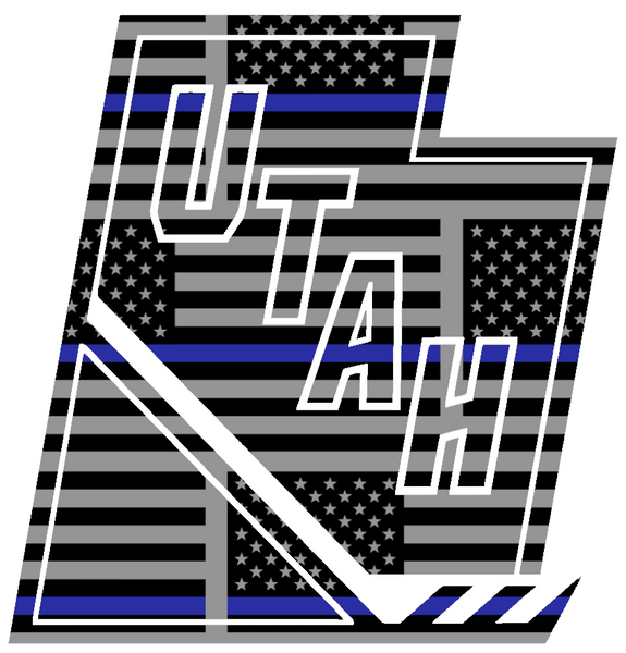 Utah Mammoth Alternate State Logo Thin Blue Line American Flag Premium DieCut Vinyl Decal PICK SIZE