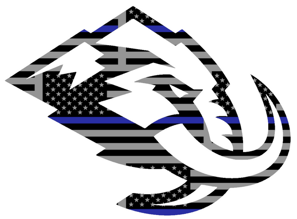 Utah Mammoth Team Logo Thin Blue Line American Flag Premium DieCut Vinyl Decal PICK SIZE
