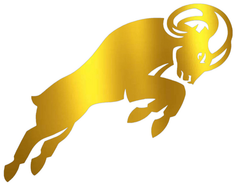 VCU Virginia Commonwealth Rams GOLD CHROME MIRROR Alternate Logo Premium DieCut Vinyl Decal PICK SIZE