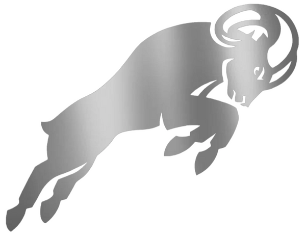 VCU Virginia Commonwealth Rams SILVER CHROME MIRROR Alternate Logo Premium DieCut Vinyl Decal PICK SIZE