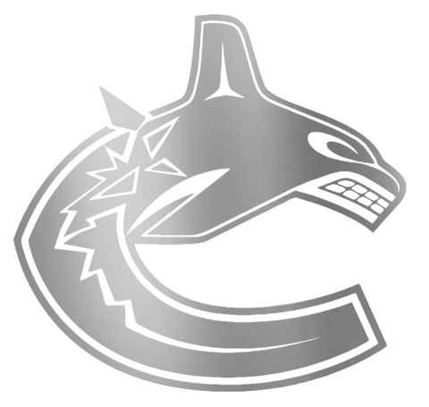 Vancouver Canucks SILVER CHROME MIRROR Team Logo Premium DieCut Vinyl Decal PICK SIZE