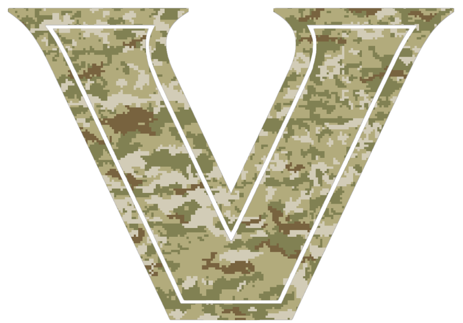 Vanderbilt Commodores Team Logo Salute to Service Camouflage Camo Vinyl Decal PICK SIZE