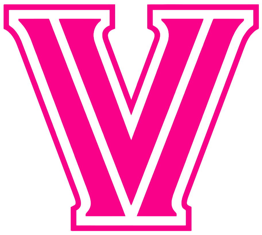 Villanova Wildcats Hot Pink Team Logo Premium DieCut Vinyl Decal PICK SIZE