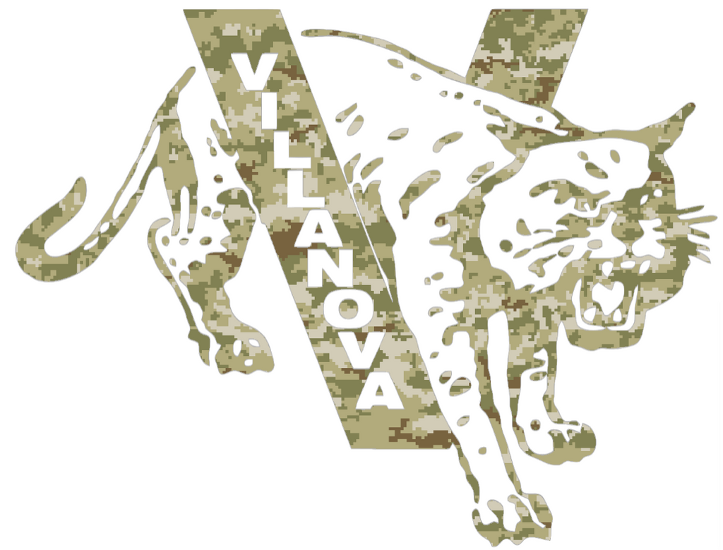 Villanova Wildcats Retro Throwback Logo Salute to Service Camouflage Camo Vinyl Decal PICK SIZE