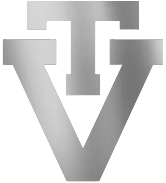 Virginia Tech Hokies SILVER CHROME MIRROR Retro Throwback Logo Premium DieCut Vinyl Decal PICK SIZE