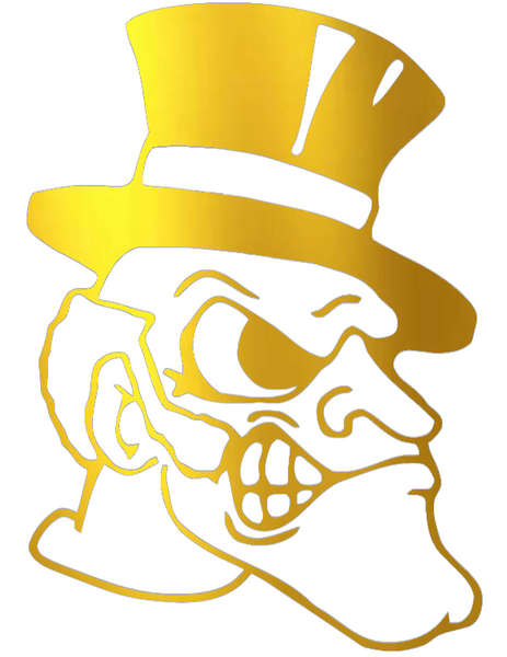 Wake Forest Demon Deacons GOLD CHROME MIRROR Retro Throwback Logo Premium DieCut Vinyl Decal PICK SIZE