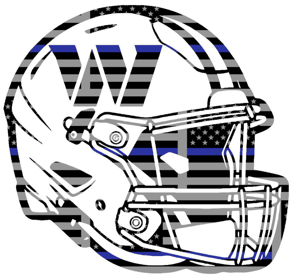 Washington Commanders Football Helmet Thin Blue Line American Flag Premium DieCut Vinyl Decal PICK SIZE