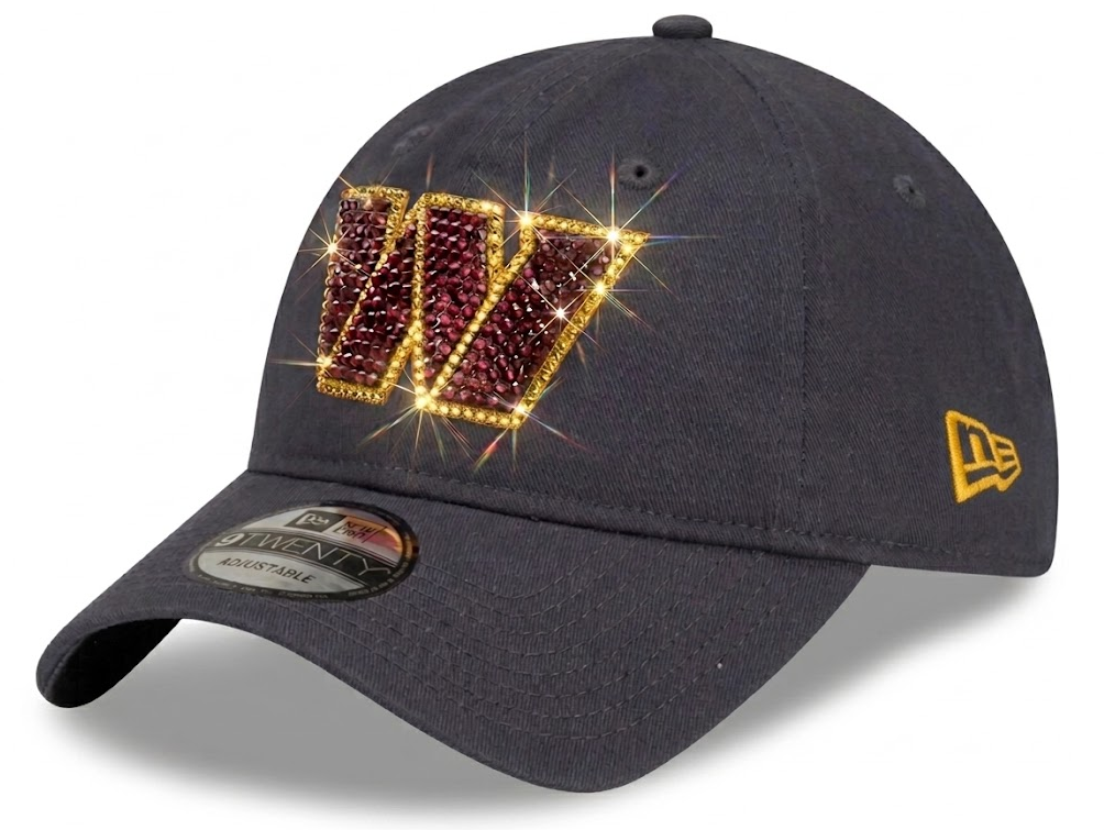 Washington Commanders Swarovski Crystal Bling Womens Gray New Era Adjustable Hat