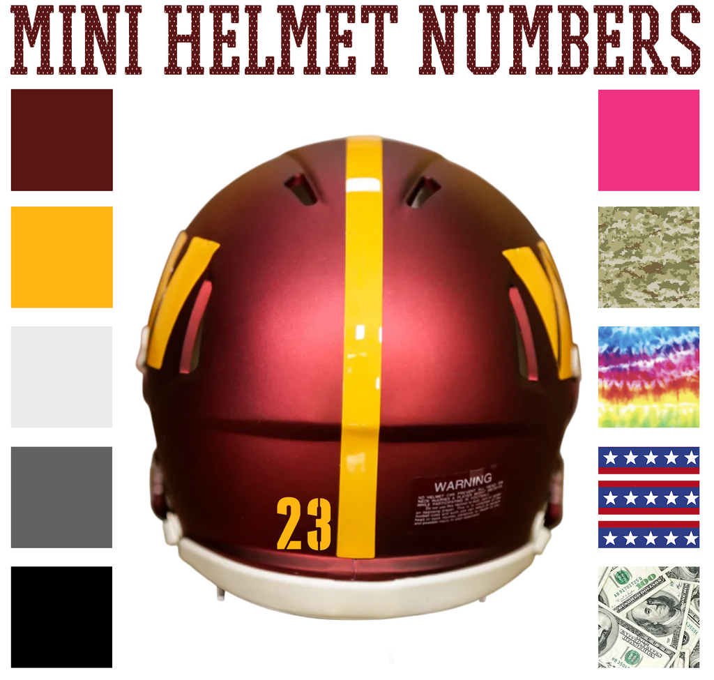 Washington Commanders Jersey Style Vinyl Number Decal Sheet Set of 50 #0-9 - Pick Color & Size