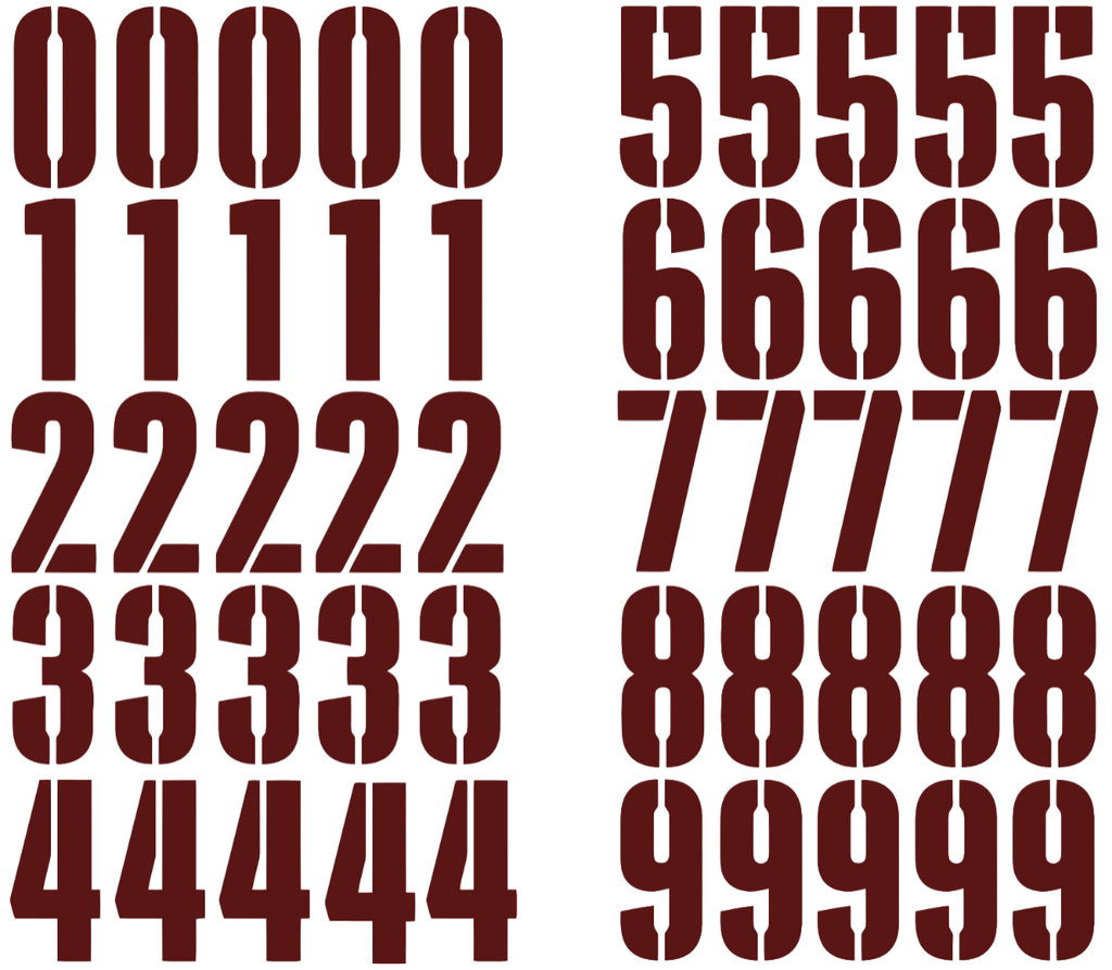 Washington Commanders Jersey Style Vinyl Number Decal Sheet Set of 50 #0-9 - Pick Color & Size