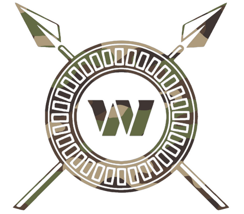 Washington Commanders Woodland Camo Camouflage Shield & Spear Logo Premium DieCut Vinyl Decal PICK SIZE