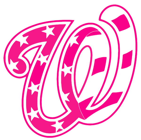 Washington Nationals Hot Pink Stars & Stripes W Logo Premium DieCut Vinyl Decal PICK SIZE