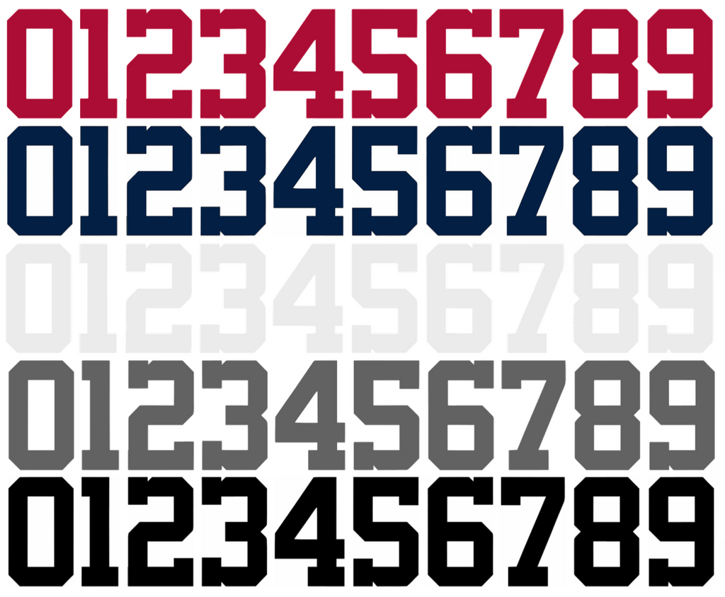 Washington Nationals Baseball Helmet Jersey Style Vinyl Number Decal Sheet Set of 50 #0-9 - Pick Color & Size