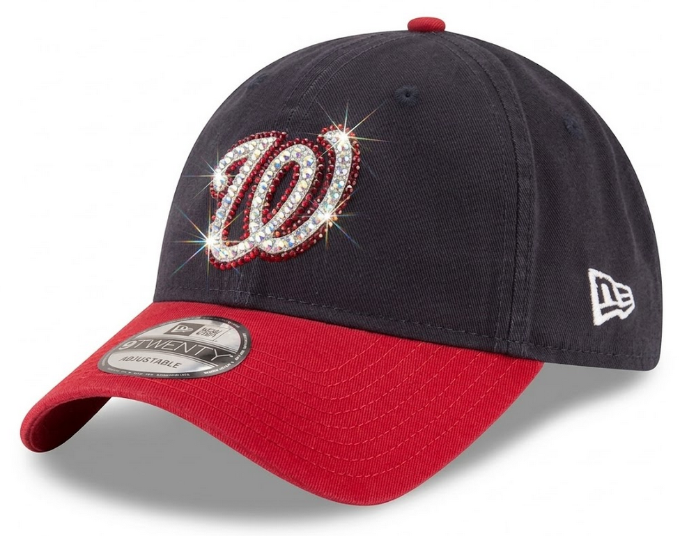 Washington Nationals Swarovski Crystal Bling Womens Navy Blue New Era Adjustable Hat