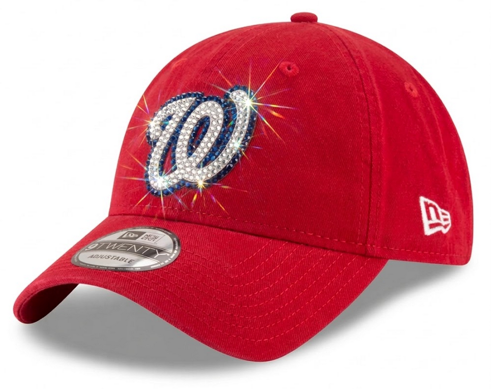 Washington Nationals Swarovski Crystal Bling Womens Red New Era Adjustable Hat