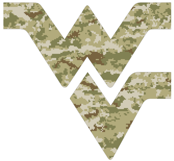 West Virginia Mountaineers Team Logo Salute to Service Camouflage Camo Vinyl Decal PICK SIZE