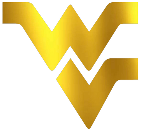 West Virginia Mountaineers GOLD CHROME MIRROR Team Logo Premium DieCut Vinyl Decal PICK SIZE