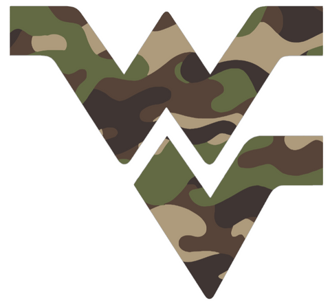 West Virginia Mountaineers Woodland Camo Camouflage Team Logo Premium DieCut Vinyl Decal PICK SIZE