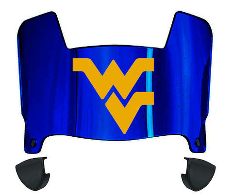 West Virginia Mountaineers Mini Football Helmet Visor Shield w/ Clips - PICK VISOR & LOGO COLOR