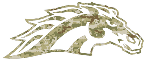 Western Michigan Broncos Mascot Logo Salute to Service Camouflage Camo Vinyl Decal PICK SIZE