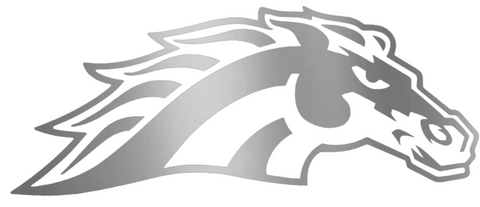 Western Michigan Broncos SILVER CHROME MIRROR Mascot Logo Premium DieCut Vinyl Decal PICK SIZE